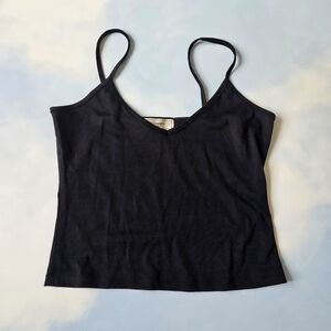 Black Cropped Tank Top Stretchy Soft Knit Tank Top Basic